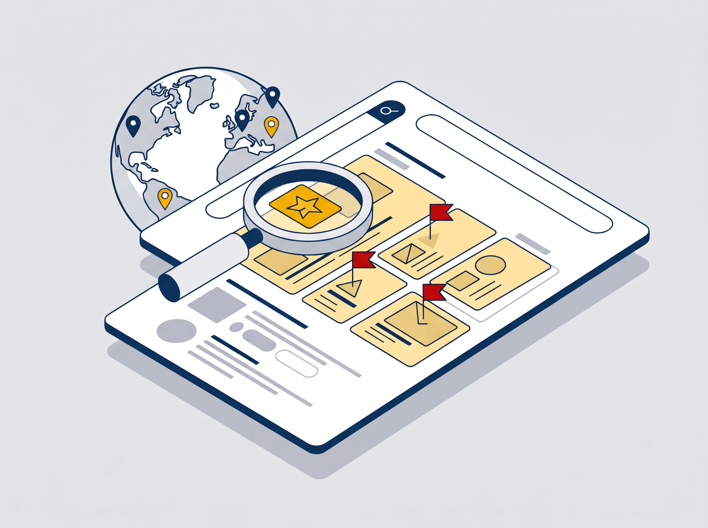 Illustration: PPC ad-slot monitoring with geo-located search results and flagged ads